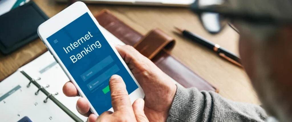 Customer accessing secure online banking services on a mobile device with Banking BPO support