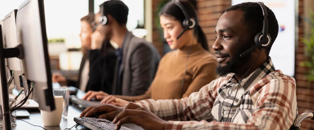 Customer service agents working in a Colombia BPO call center
