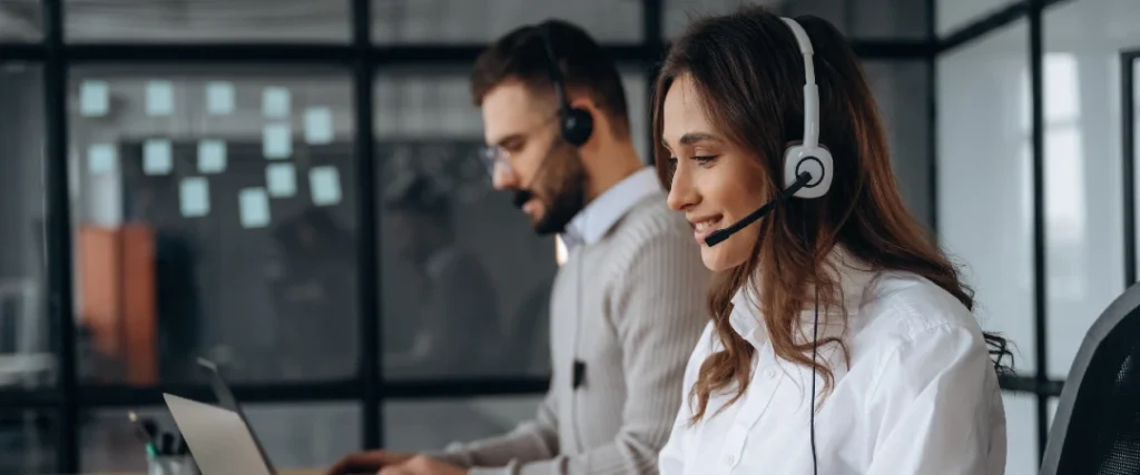 Call center agents providing customer support in a professional nearshore environment