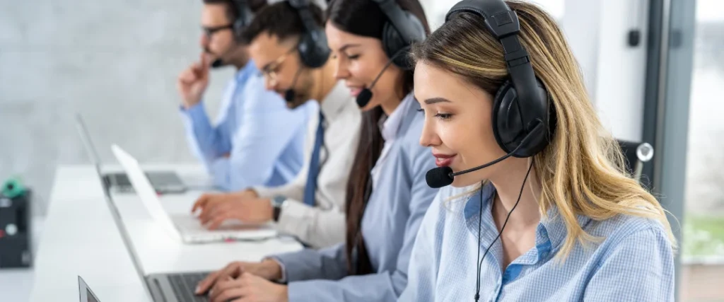 Call center agents handling customer support operations
